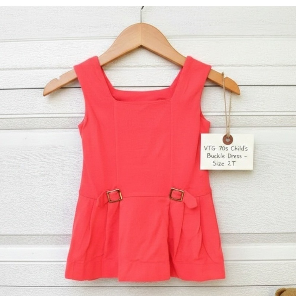 VTG 60s 70s A Randy Original Red Dress 2T 3T - Sleeveless A-Line Buckle Detail‎